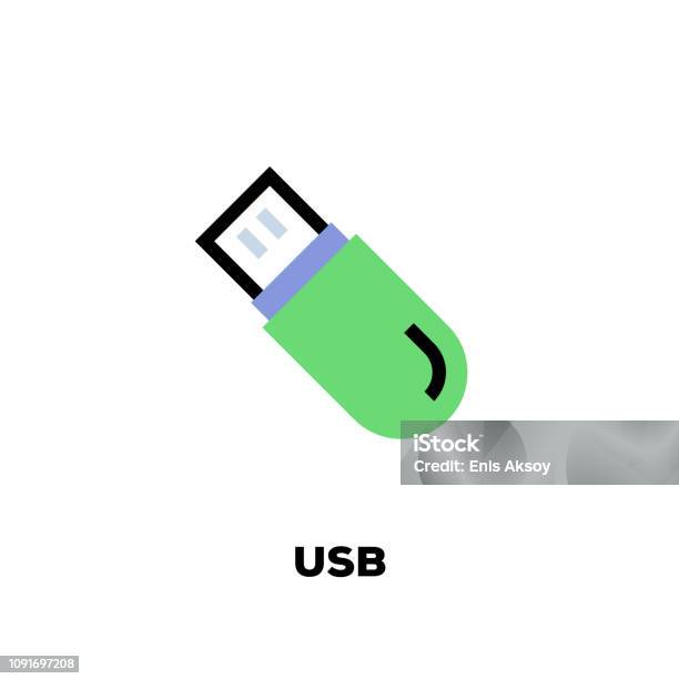 Usb Line Icon Stock Illustration - Download Image Now - Cable, Computer, Computer Network