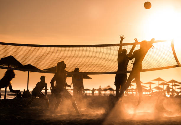istock Beach volleyball at sunset! 1091701526