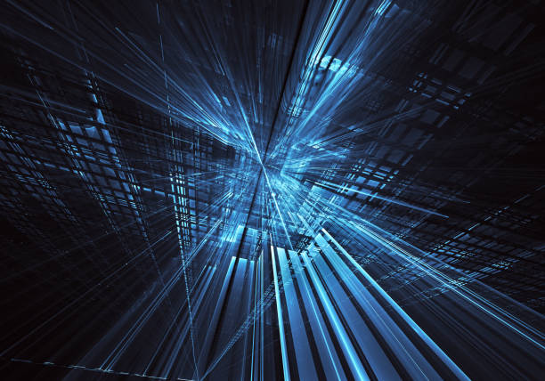 istock Abstract 3D fractal background, texture. Virtual Neon City 1091701736