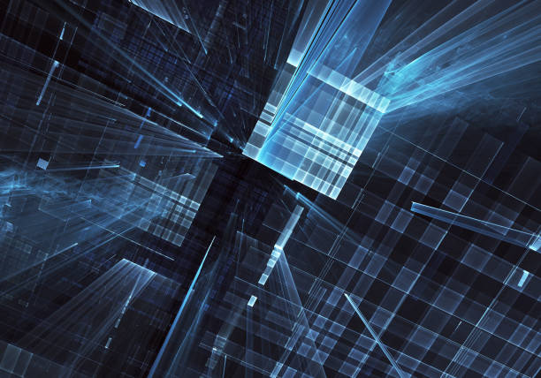 istock Abstract 3D fractal background, texture. Virtual Neon City 1091701740