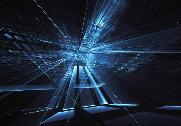 istock Abstract 3D fractal background, texture. Virtual Neon City 1091701814