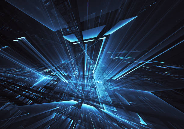 istock Abstract 3D fractal background, texture. Virtual Neon City 1091701892