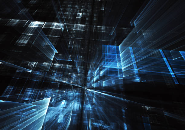 istock Abstract 3D fractal background, texture. Virtual Neon City 1091702026