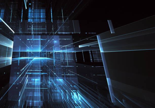 istock Abstract 3D fractal background, texture. Virtual Neon City 1091702110