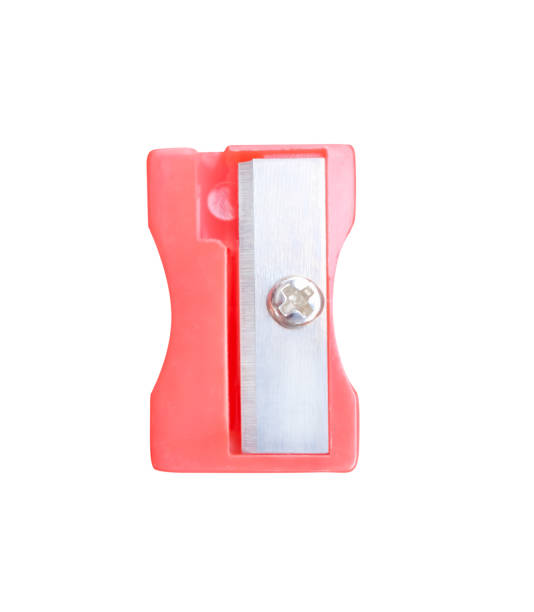 istock Top view red pencil sharpener isolated on white background with clipping path 1091703412