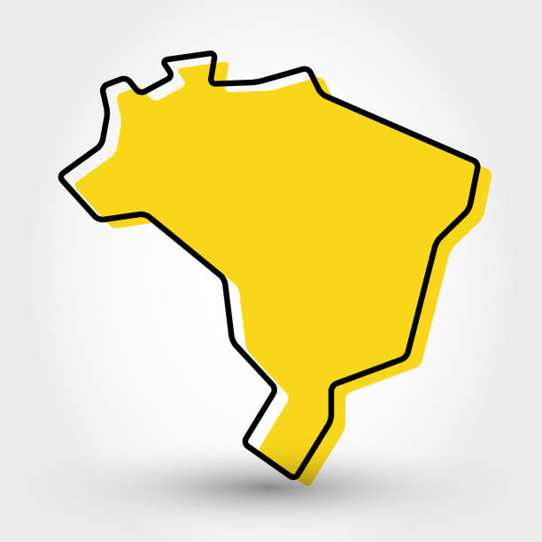 ilustrações, clipart, desenhos animados e ícones de mapa de contorno amarelo do brasil - brasil mapa