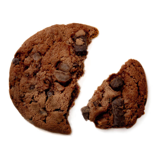 istock Dark Chocolate chip cookies with chocolate pieces isolated on white background. Macro image 1091710798
