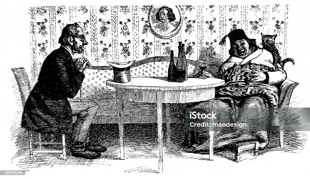 Family scene - 1896 1895 stock illustration