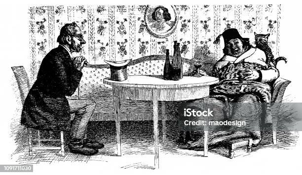 Family Scene 1896 Stock Illustration - Download Image Now - 1895, 19th Century, 2018