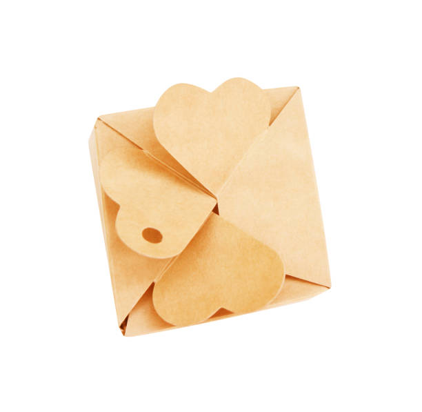 istock Top view gift box with heart pattern isolated on white background with clipping path 1091714012