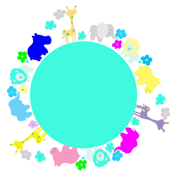 istock Baby birthday shower event greeting car template with oval text place 1091719228