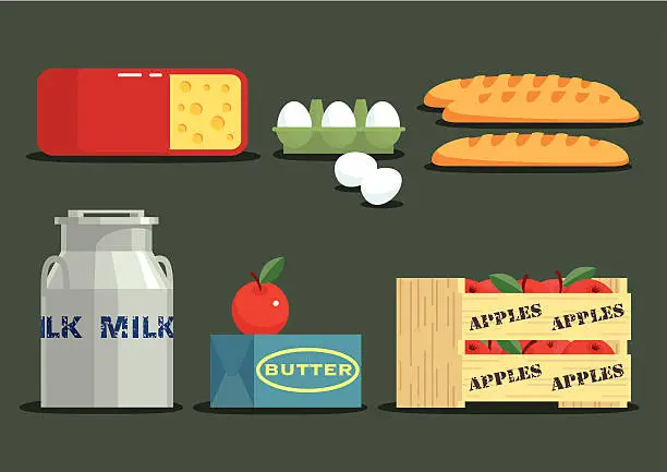 Vector illustration of Agricultural commodities.
