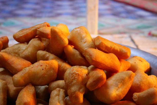 Traditional Mongolian food Baursak.