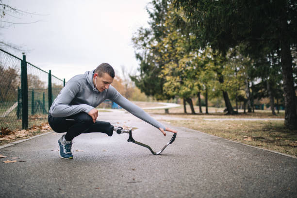 istock Handsome amputee athlete flexing his muscles 1091724310
