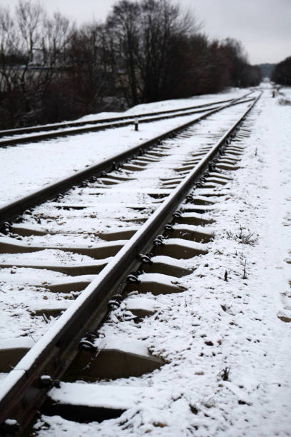 istock Railway track in winter 1091733058