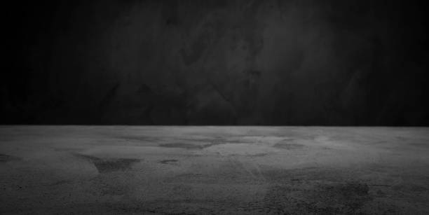 istock Dark room concrete background. Black wall and floor interior background with space horizontal 1091735822