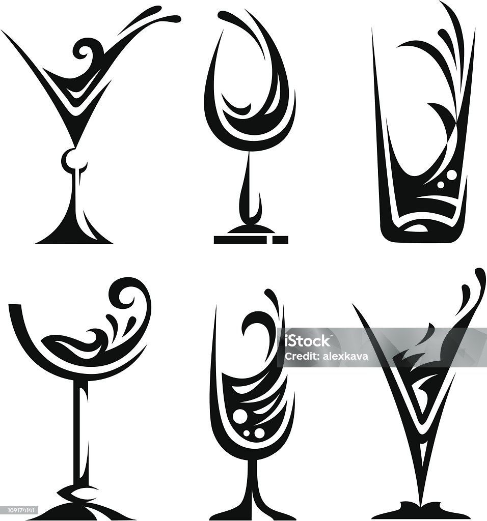 Пить стекла collection - Векторная графика Алкоголь - напиток роялти-фри