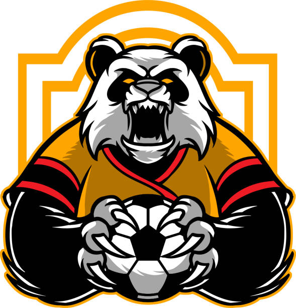 Panda soccer The illustration shows a panda that plays soccer. The huge animal is angry and he's ready for a rough game. are panda bears aggressive stock illustrations