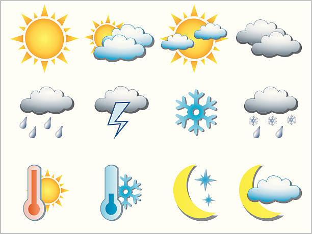 Weather icons vector art illustration