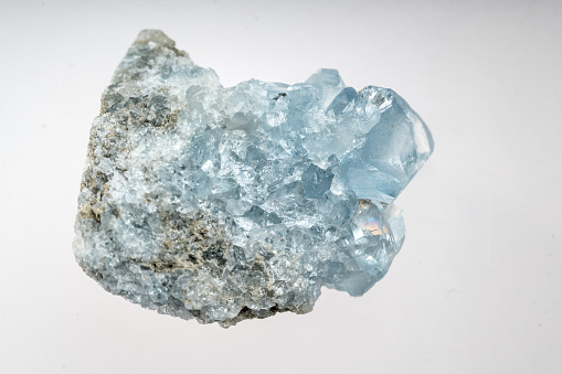 kyanite mineral stone sample with white background