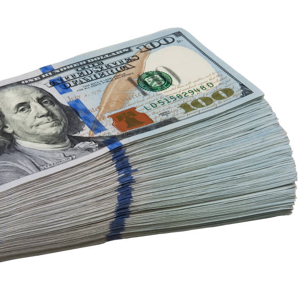 istock A large pack of one hundred American dollars bills on a white background. Isolated. 1091757736