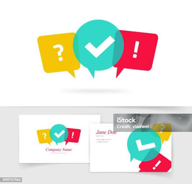 Quiz Vector Logo Business Card Questionnaire Icon Poll Sign Flat Bubble Speech Symbols Concept Of Social Communication Chatting Interview Voting Discussion Talk Team Dialog Group Chat Stock Illustration - Download Image Now