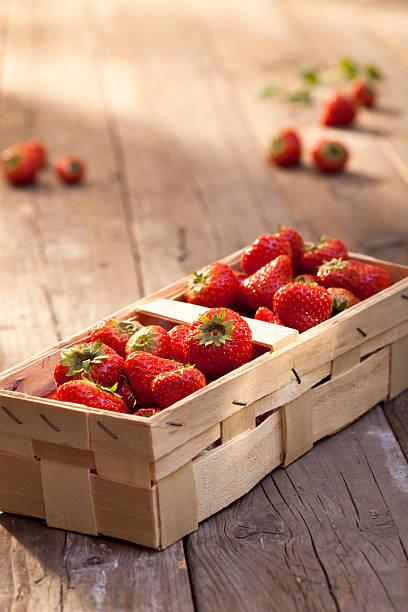 Basket of strawberries stock photo