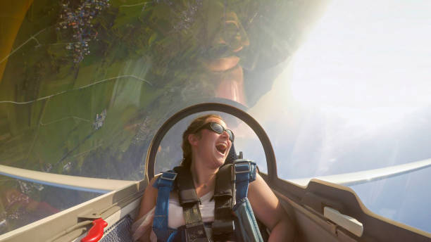 istock Woman sitting in glider airplane 1091769236