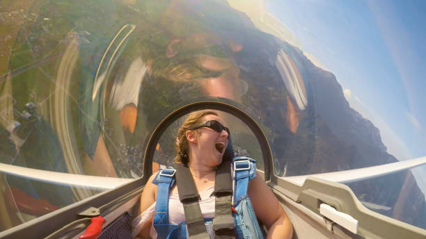 istock Woman sitting in glider airplane 1091769252