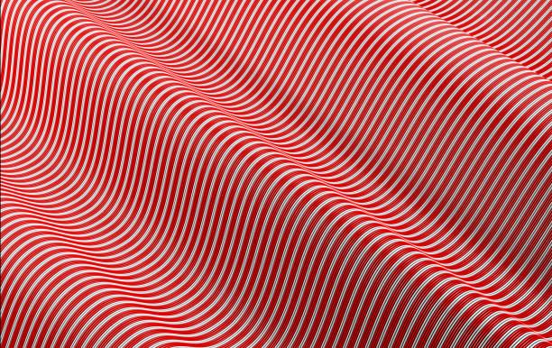 istock 3d illustration of a wavy surface made of different colored lines. 1091778460