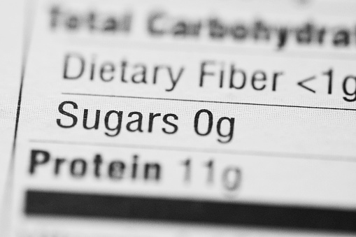 Nutrition Facts. Sugars. Close-up