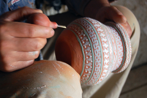Ceramic Tea Pot handmade in Uzbekistan. Traditional Work from Central Asia.