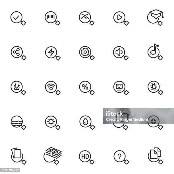 Search Icon Set Stock Illustration - Download Image Now - Asking, Bar Code, Book