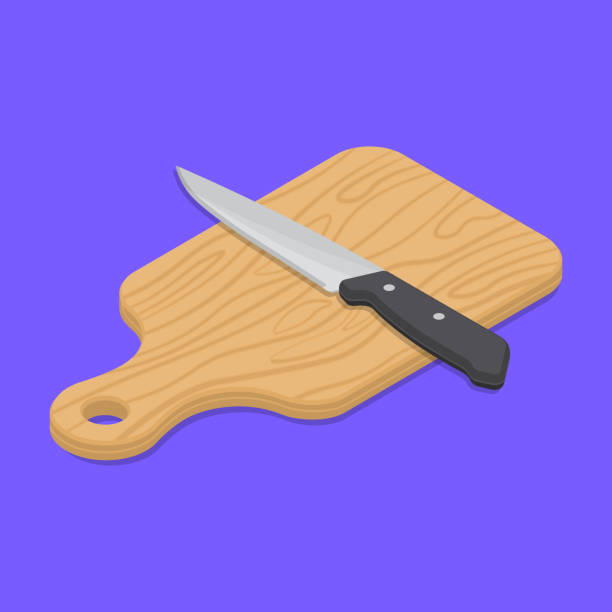 ilustrações de stock, clip art, desenhos animados e ícones de knife and board for cutting - cutting board cooking wood backgrounds