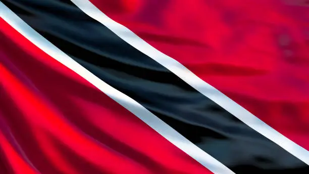 Photo of Trinidad and Tobago flag. Waving flag of Trinidad and Tobago 3d illustration. Port of Spain