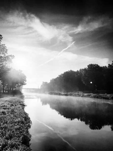istock Monochrome scenic river landscape with reflections 1091788218