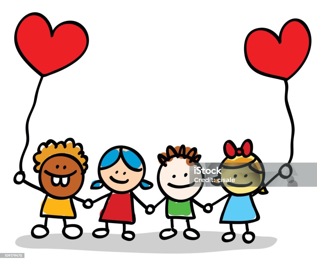 Valentines Day Happy Kids Lovers Holding Hands Cartoon Illustration Stock  Illustration - Download Image Now - iStock