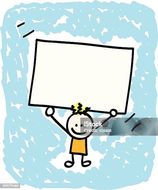 Kid With Banner Cartoon Stock Illustration - Download Image Now - Activist, Back to School, Banner - Sign