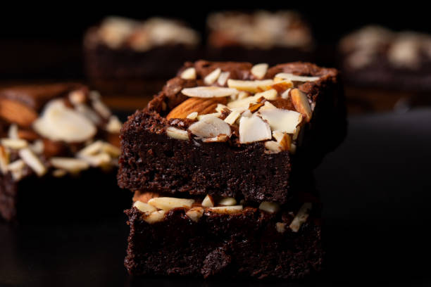 istock chocolate brownies with almond topping 1091796186
