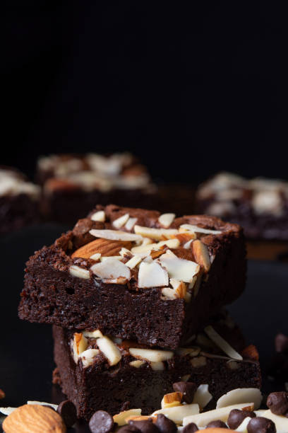 istock chocolate brownies with almond topping 1091796250