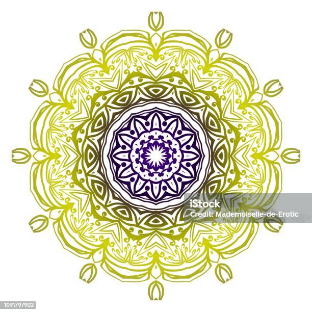 Modern Decorative Cicle Shapes Floral Mandala Vector Illustration Stock Illustration - Download Image Now