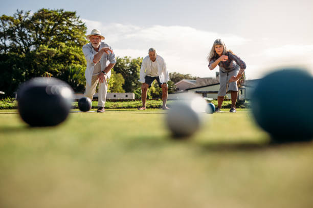 istock Senior people playing boules in a park 1091800828