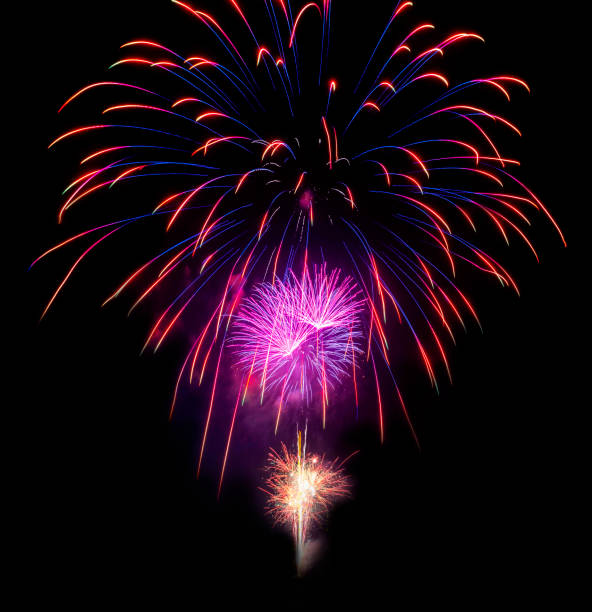 istock Beautiful colorful isolated firework display for celebration happy new year and merry christmas on black background 1091804768