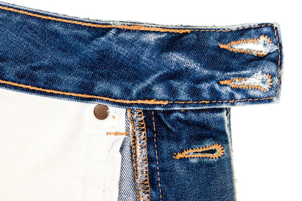 istock Closeup of blue jeans fabric with pocket. Wrong side 1091805164