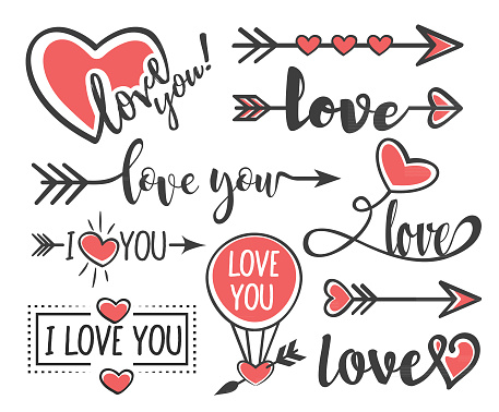 Vector illustration of the hand lettering decoration for Happy Valentines Day.