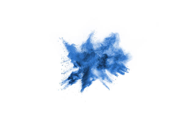 istock Blue powder explosion on white background. Colored cloud. Colorful dust explode. Paint Holi. 1091811480