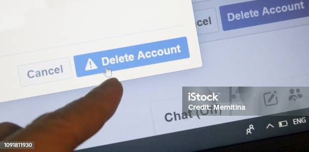 Delete Facebook Account Stock Photo - Download Image Now - Social Media, Finance, Online Messaging