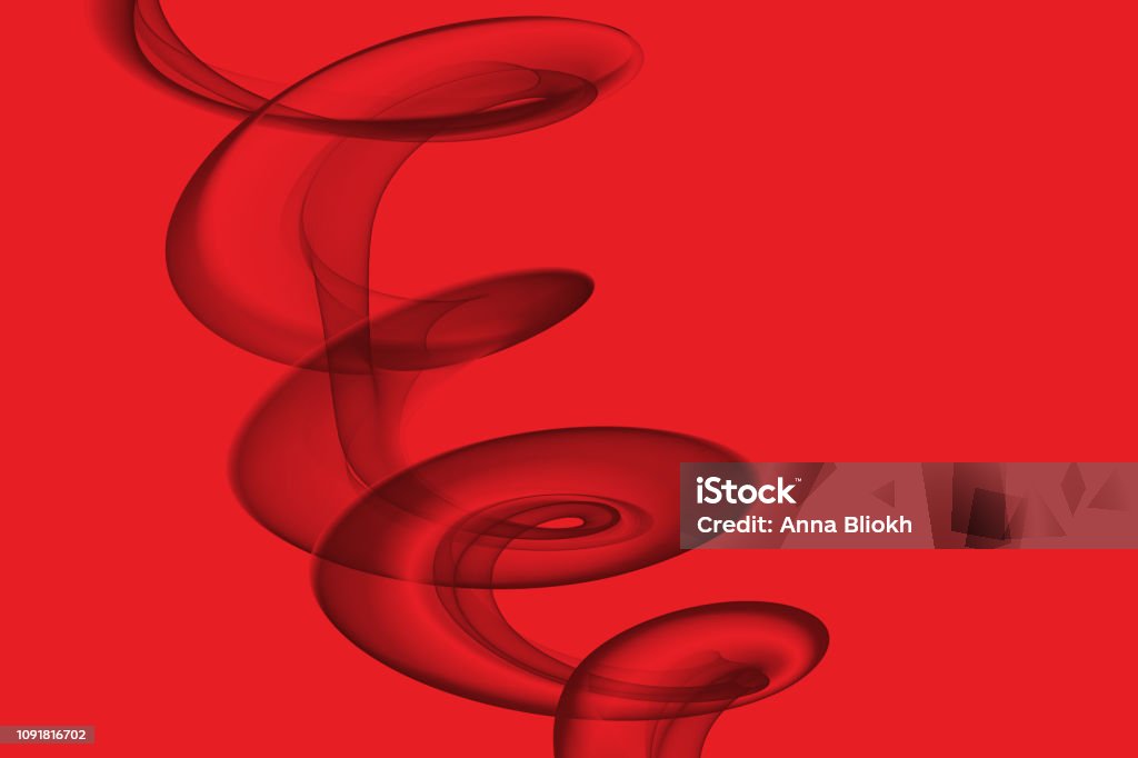 Smoke Rings Abstract Black Smoke Spiral Ribbon on Red Background Transparent Wave Abstract Smoke Rings Black Spiral Ribbon on Red Background Transparent Wave Image Transparent wavy design element for banner, card, website, invitation, flyer, brochure, presentation Copy space for text, isolated Electronic Cigarette Stock Photo