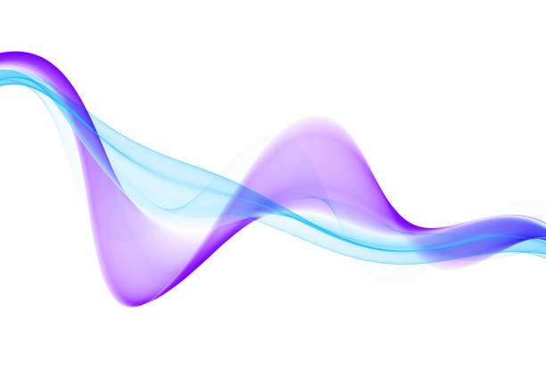 Abstract Neon Ultra Violet Light Blue Wave on White Background Transparent Colored Wavy Ribbon Abstract neon ultra violet aqua blue wave Raster background Bright transparent colored wavy ribbon, isolated Copy space for text light blue silk stock pictures, royalty-free photos & images