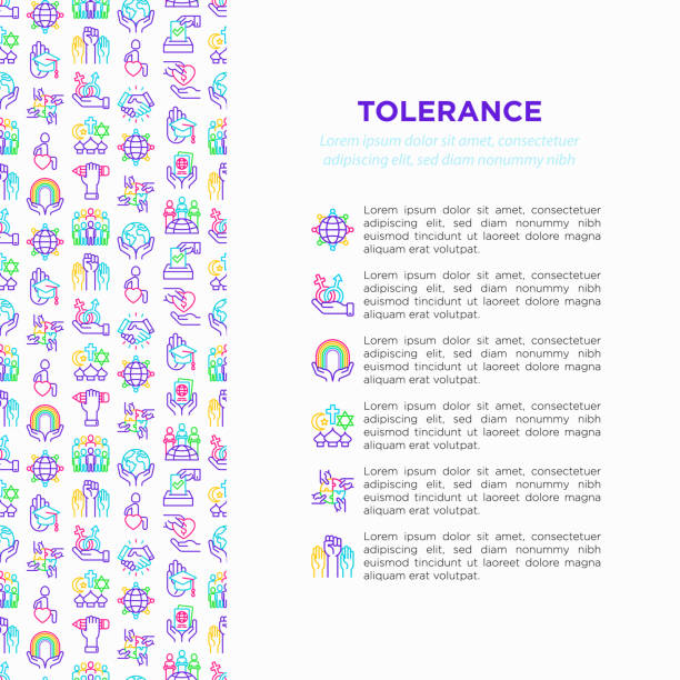 Tolerance concept with thin line icons: gender, racial, national, religious, sexual orientation, educational, interclass, for disability, human rights. Vector illustration, print media template. Tolerance concept with thin line icons: gender, racial, national, religious, sexual orientation, educational, interclass, for disability, human rights. Vector illustration, print media template. racism icon stock illustrations